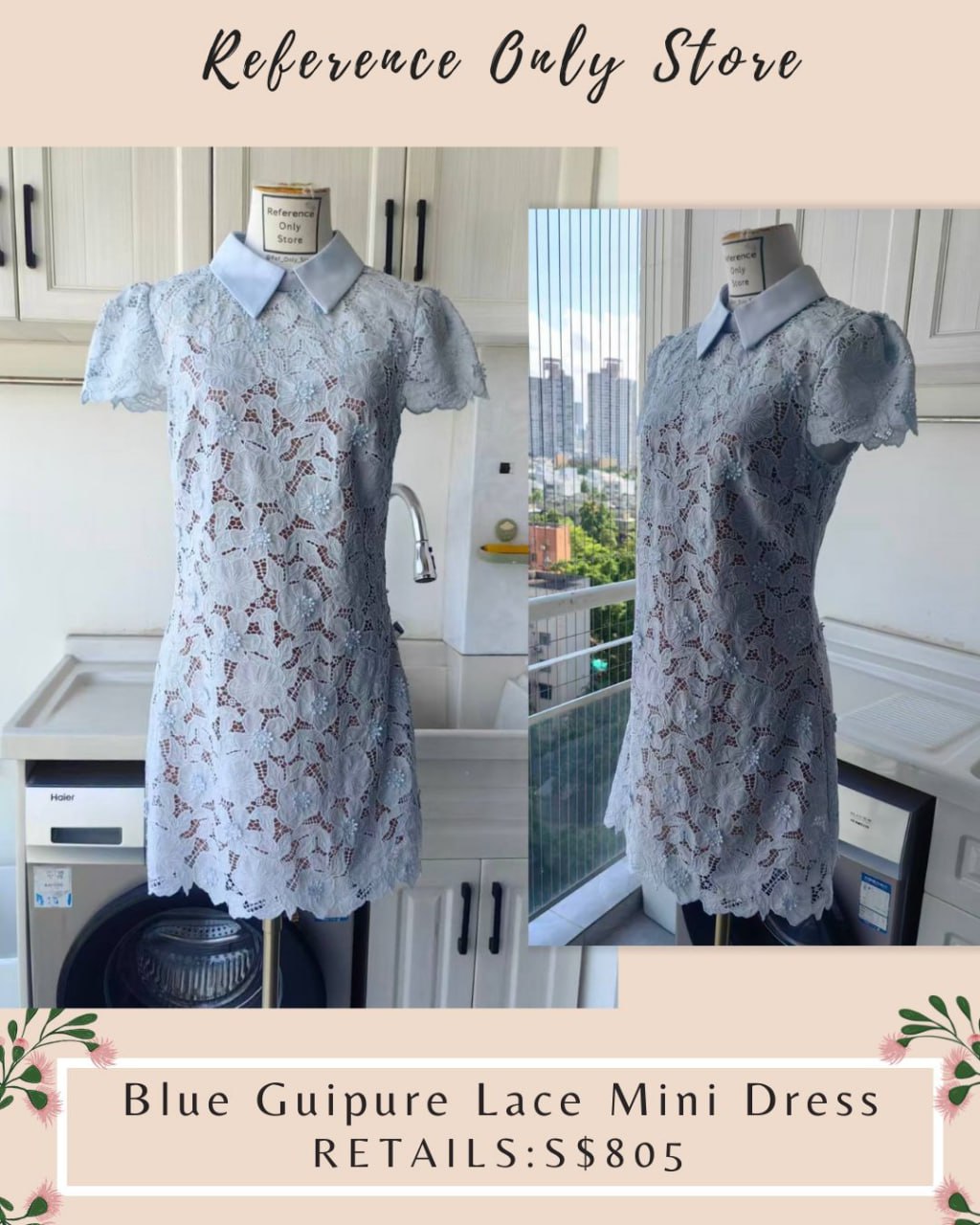 SP Blue guipure lace mini dress
