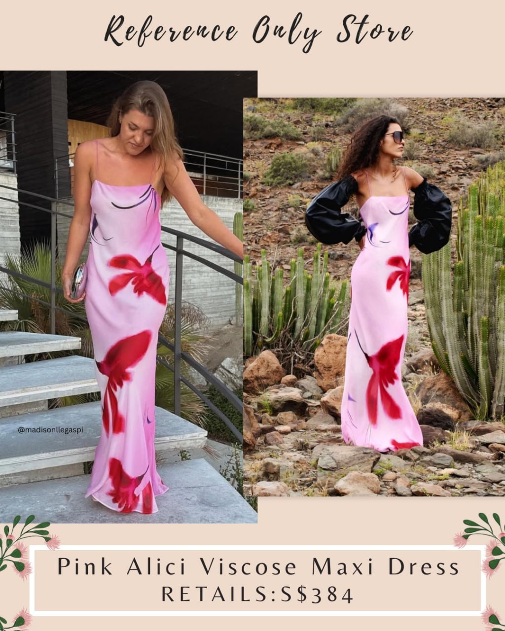 RB Pink alici viscose floral maxi dress