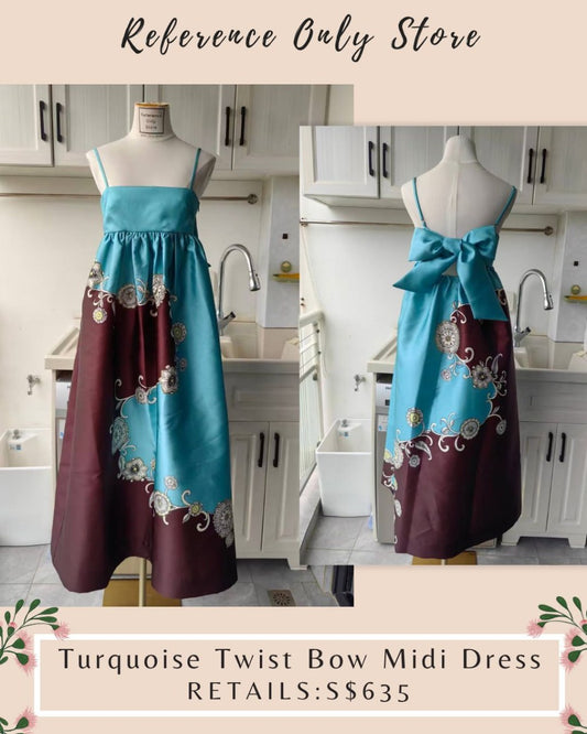 AM Turquoise twist bow midi dress