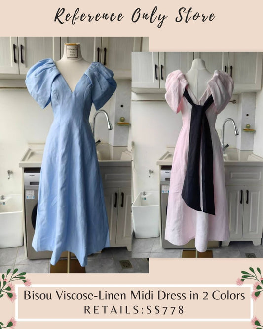 AJ Bisou viscose linen midi dress