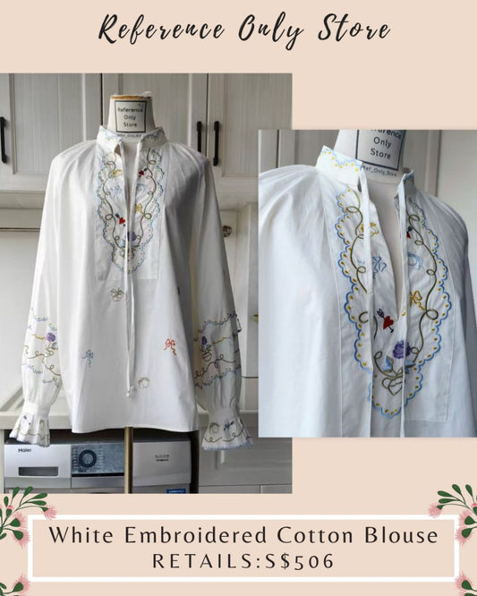 AM White embroidered cotton blouse