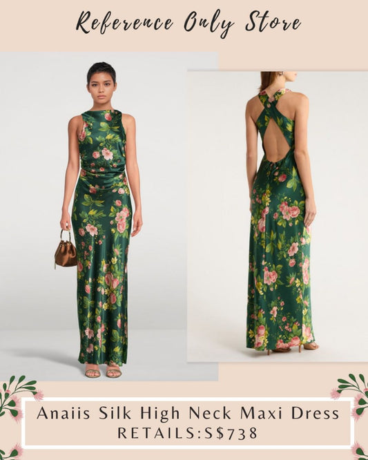 Ref Anaiis Silk high neck maxi dress