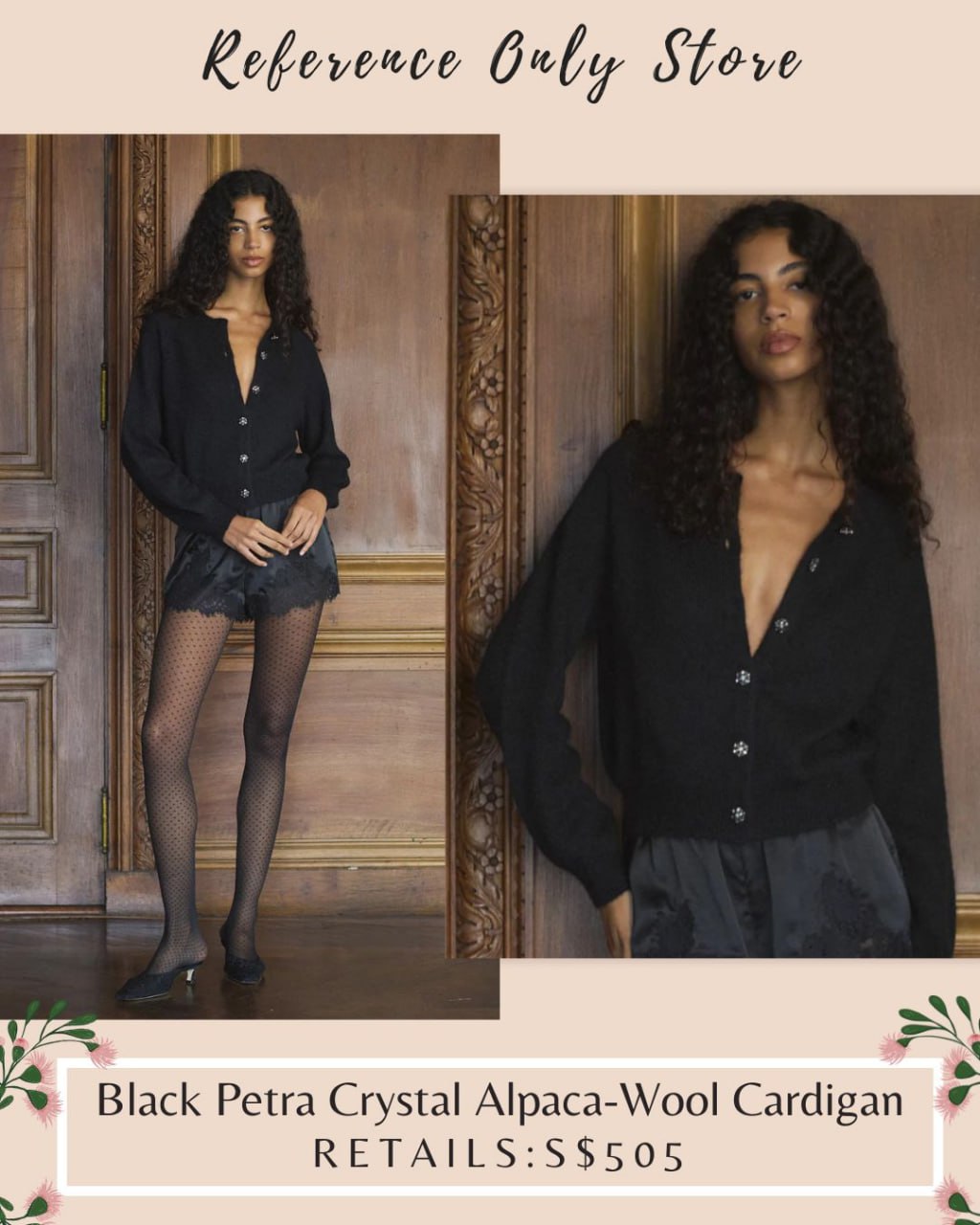 DN Black Petra crystal alpaca wool cardigan