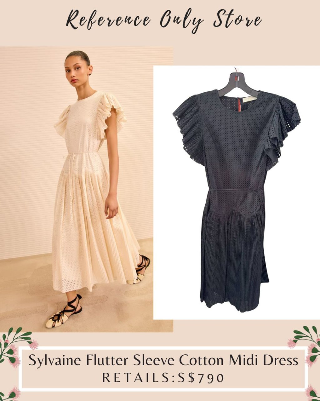 UJ Sylvaine flutter sleeve cotton midi dress