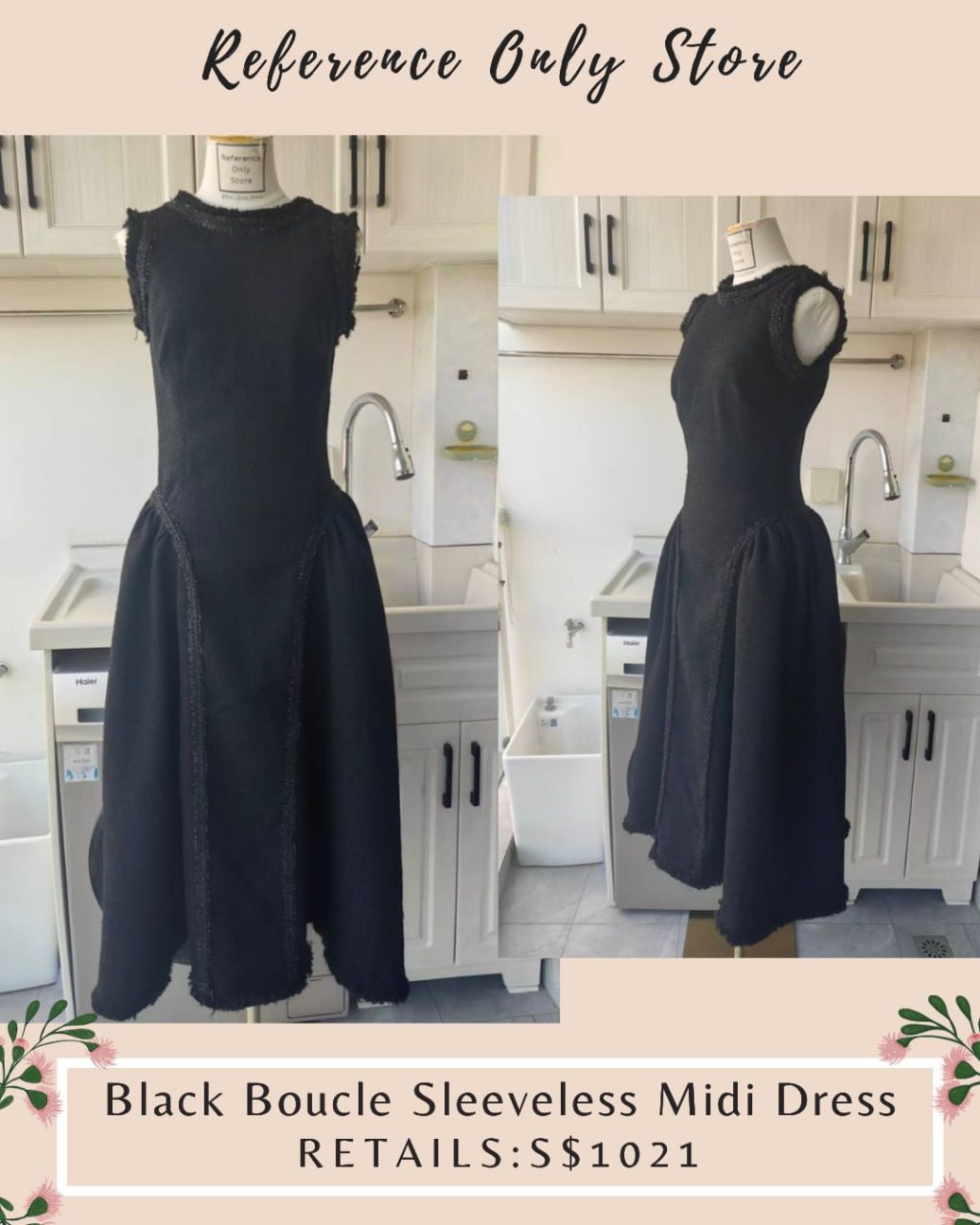SP Black Boucle Sleeveless Midi Dress