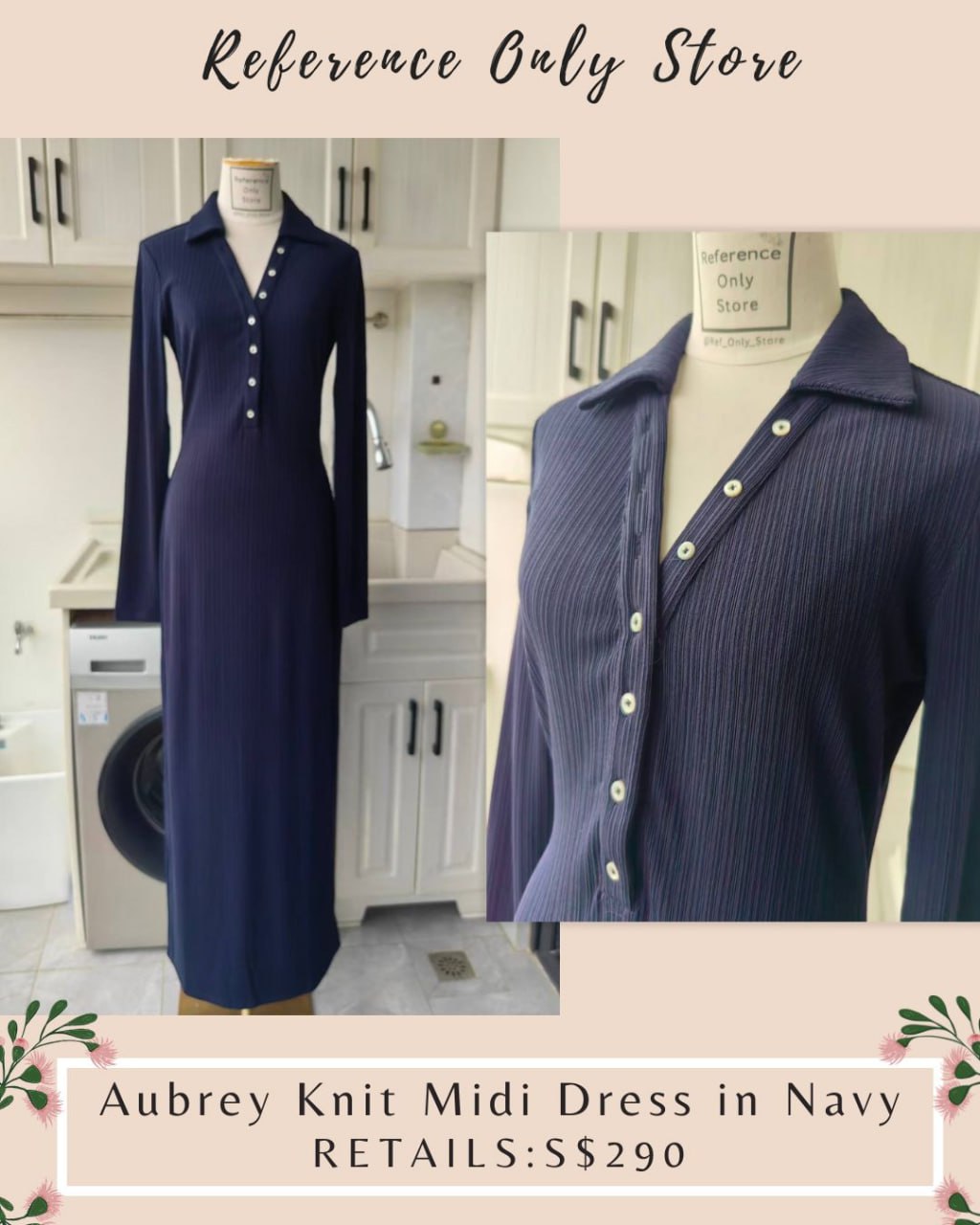 Ref Aubrey knit midi dress in navy