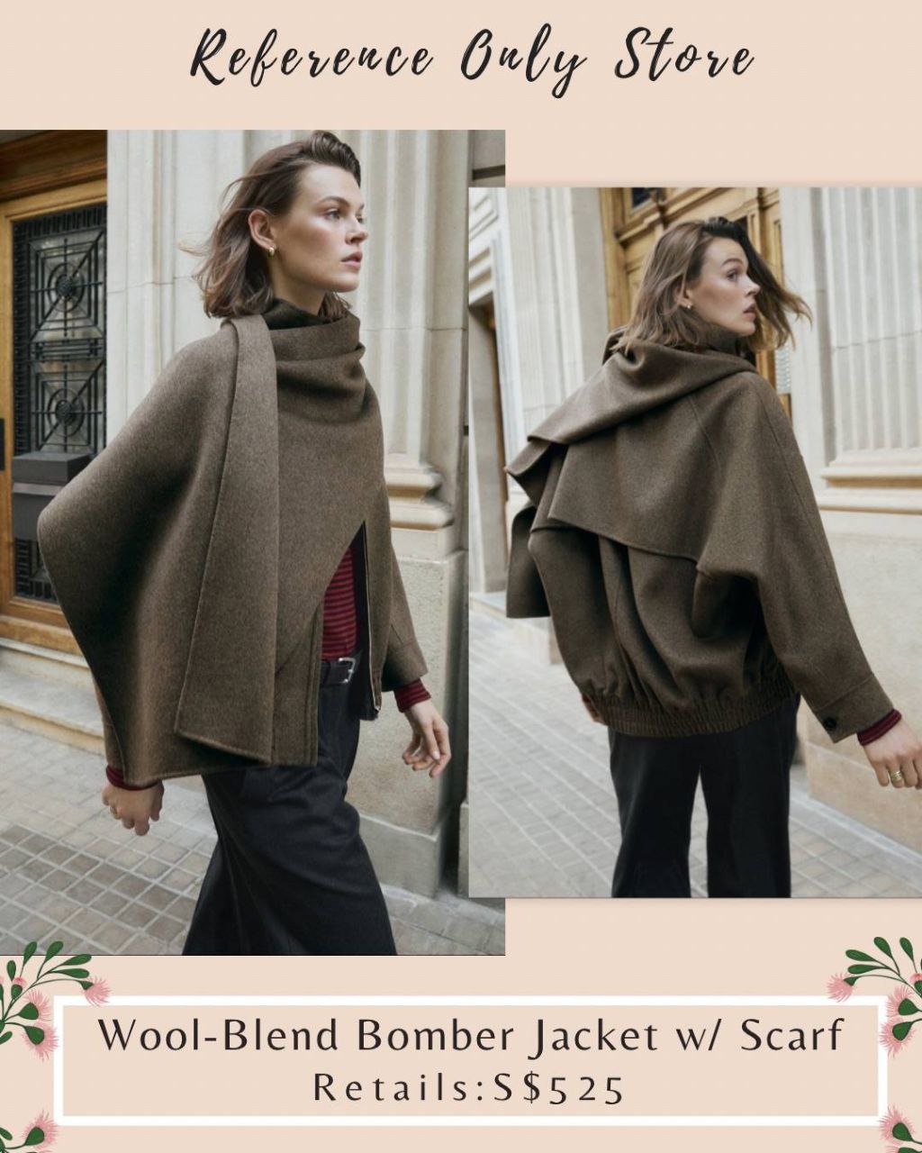 MD Wool blend bomber jacket w scarf