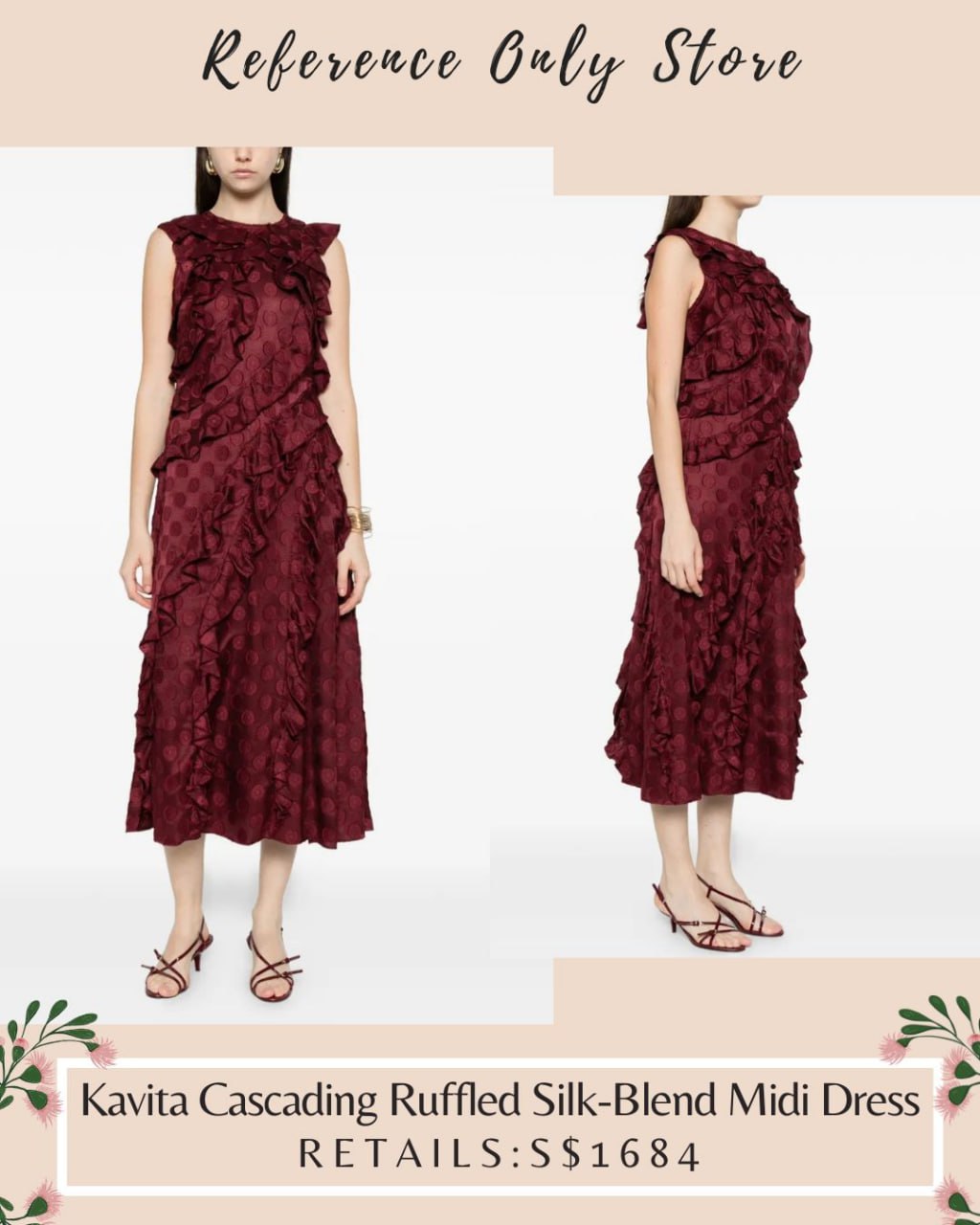 UJ Kavita cascading ruffled silk blend midi dress