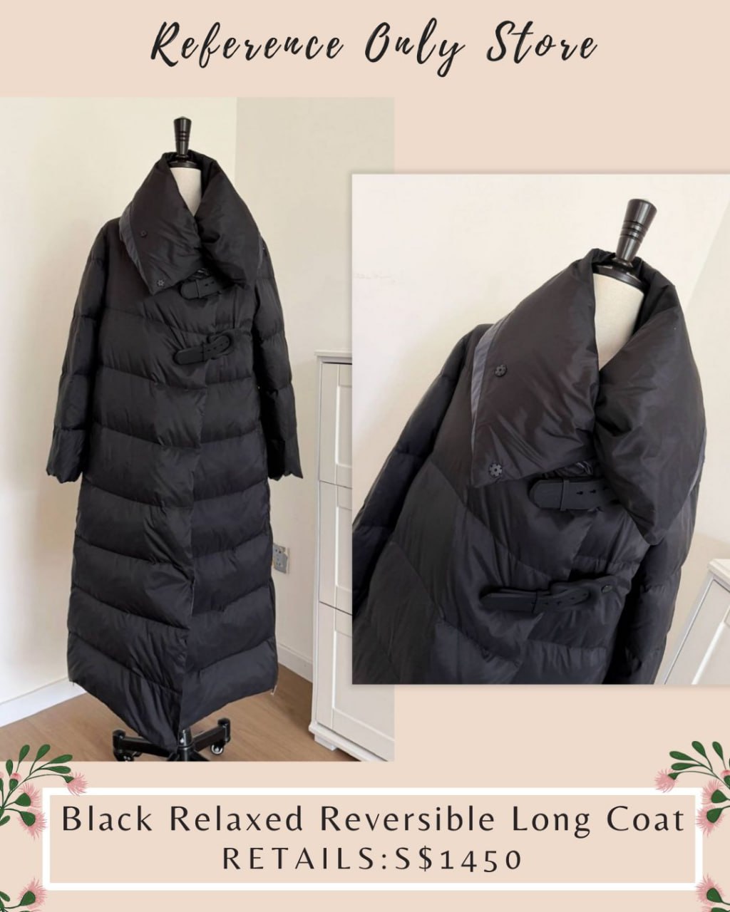EA Black relaxed reversible long coat