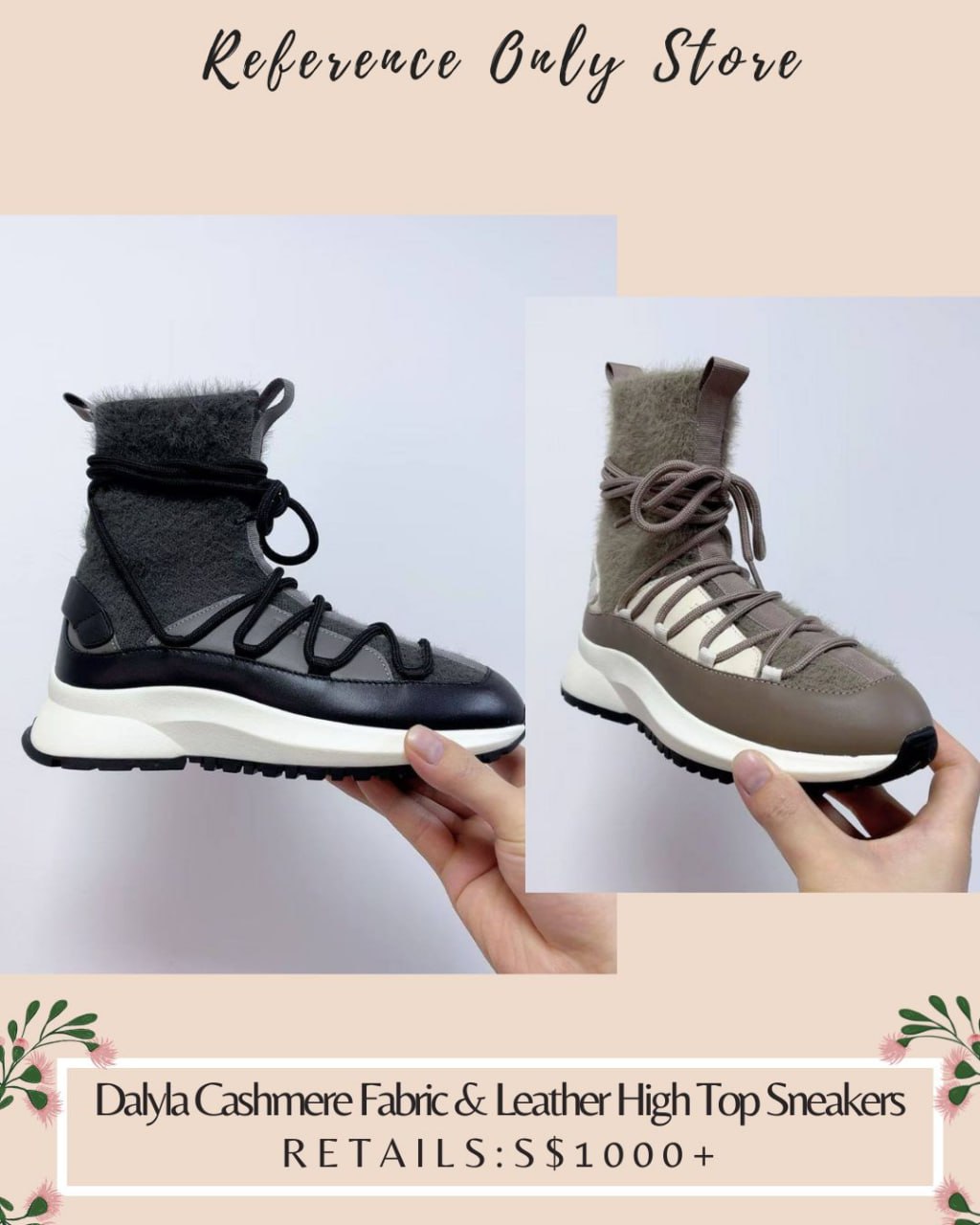 BL Women's Dalyla cashmere fabric & leather high top sneakers