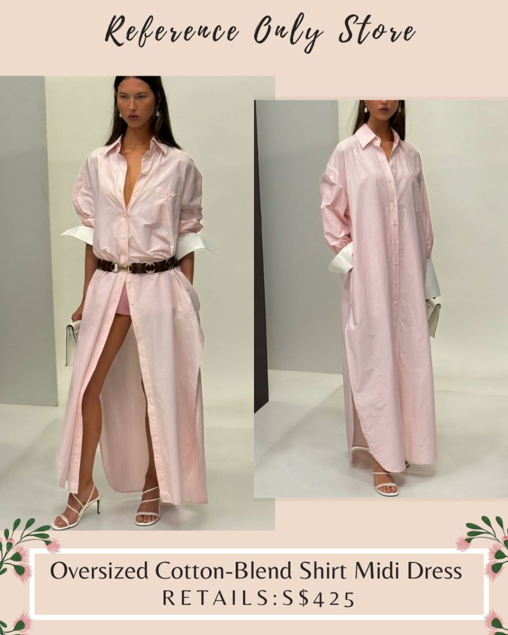 HS Oversized cotton blend shirt midi dress