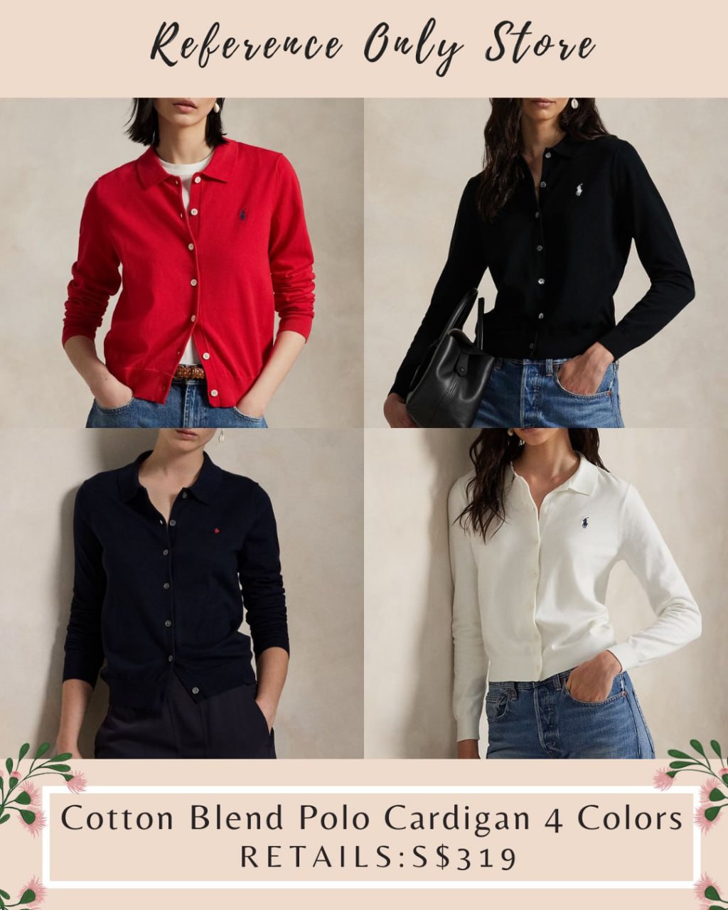 RL Cotton blend polo cardigan in 4 colors
