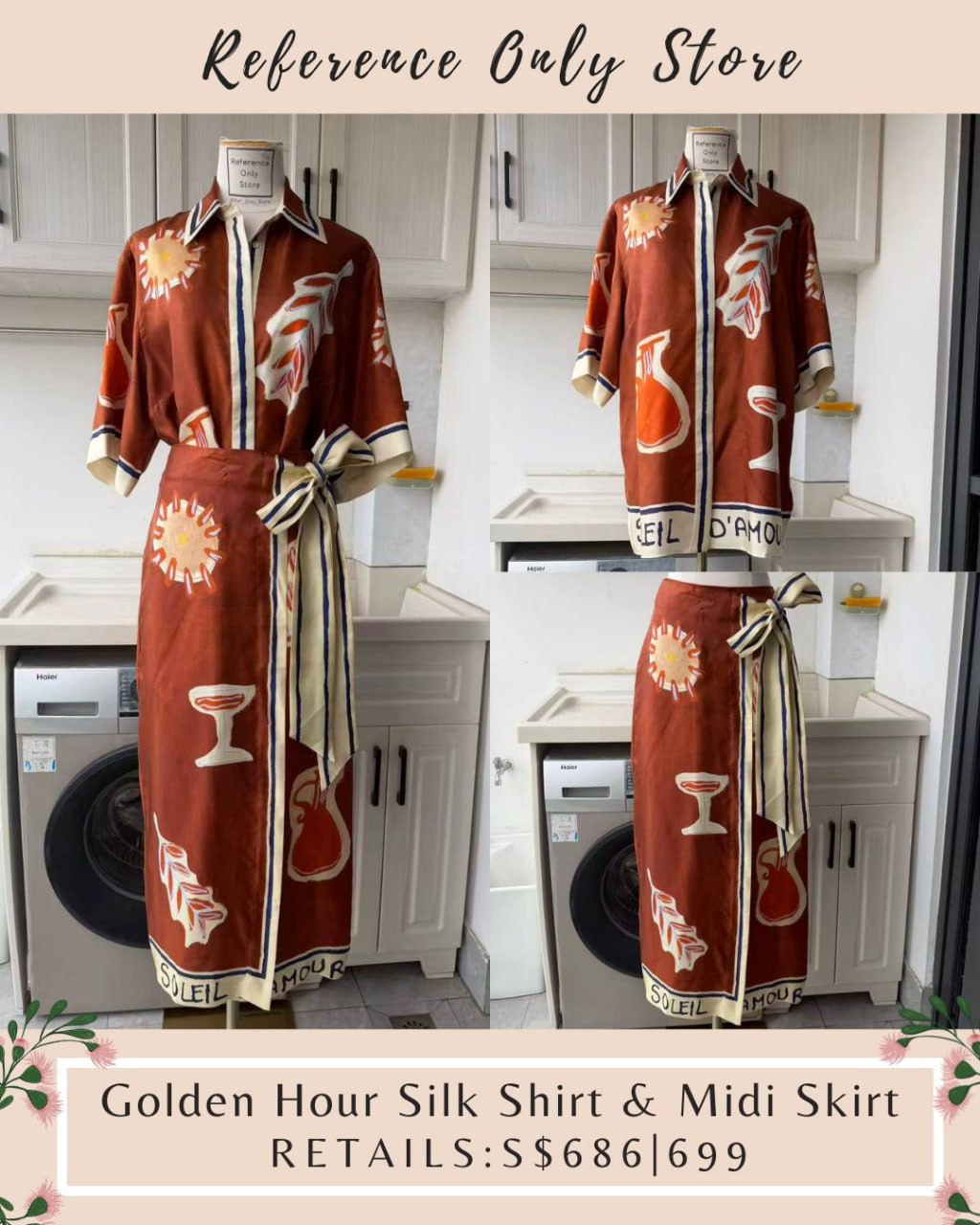 AM Golden Hour Silk Shirt & Midi Skirt & Pants