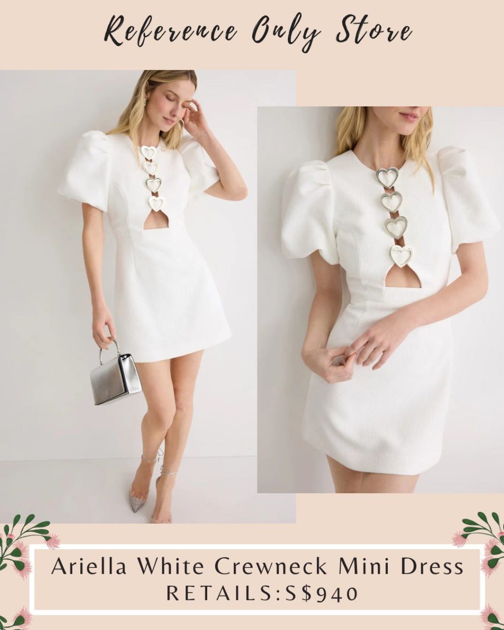 RV Ariella white crewneck mini dress