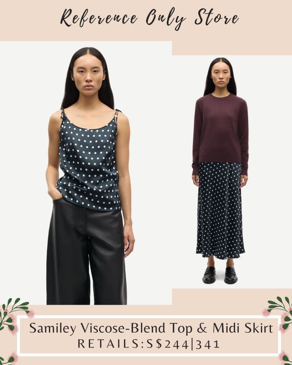 SS Samiley polka dot viscose blend top and midi skirt