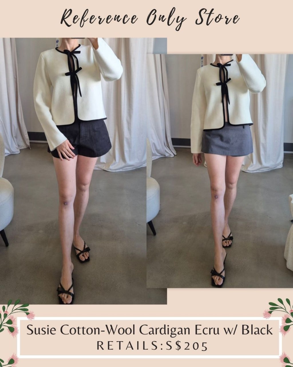 SZ Susie cotton wool cardigan ecru w/ black