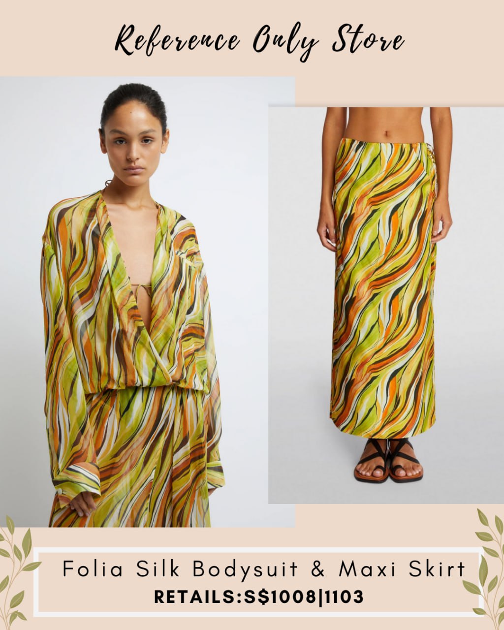 CE Folia silk bodysuit and skirt