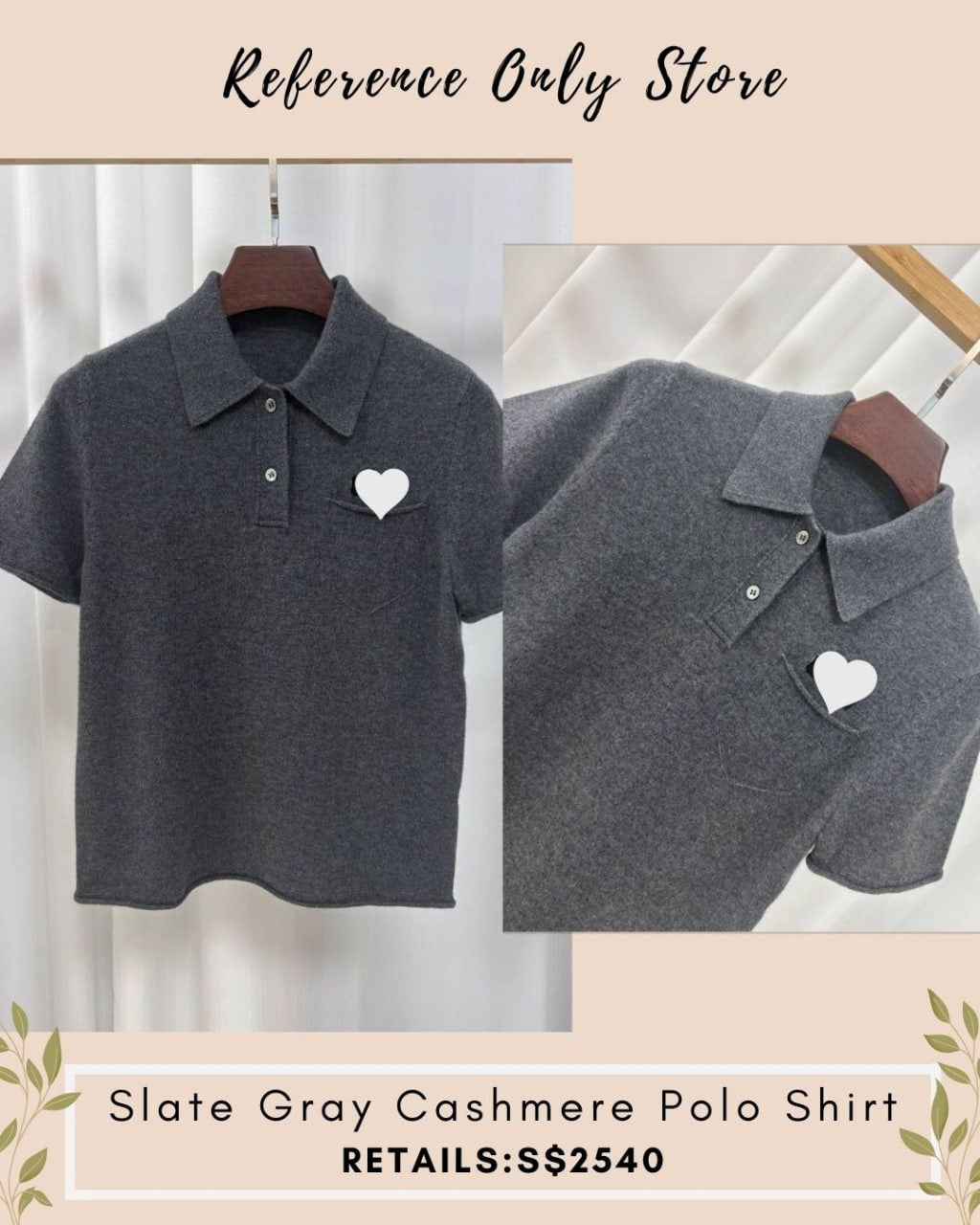 Readystock! MM Slate grey cashmere polo shirt
