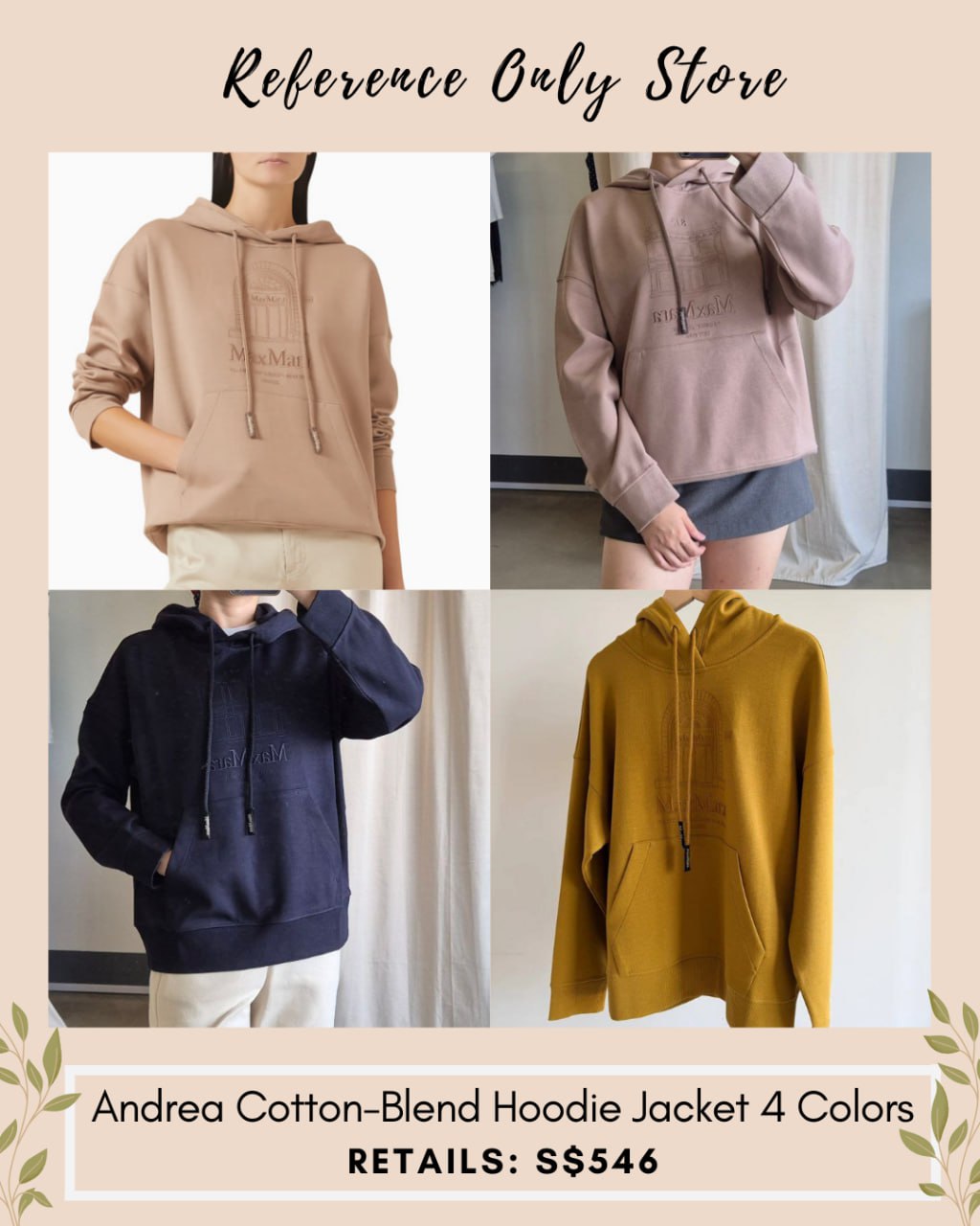 MM andrea cotton blend hoodie jacket in 4 colors