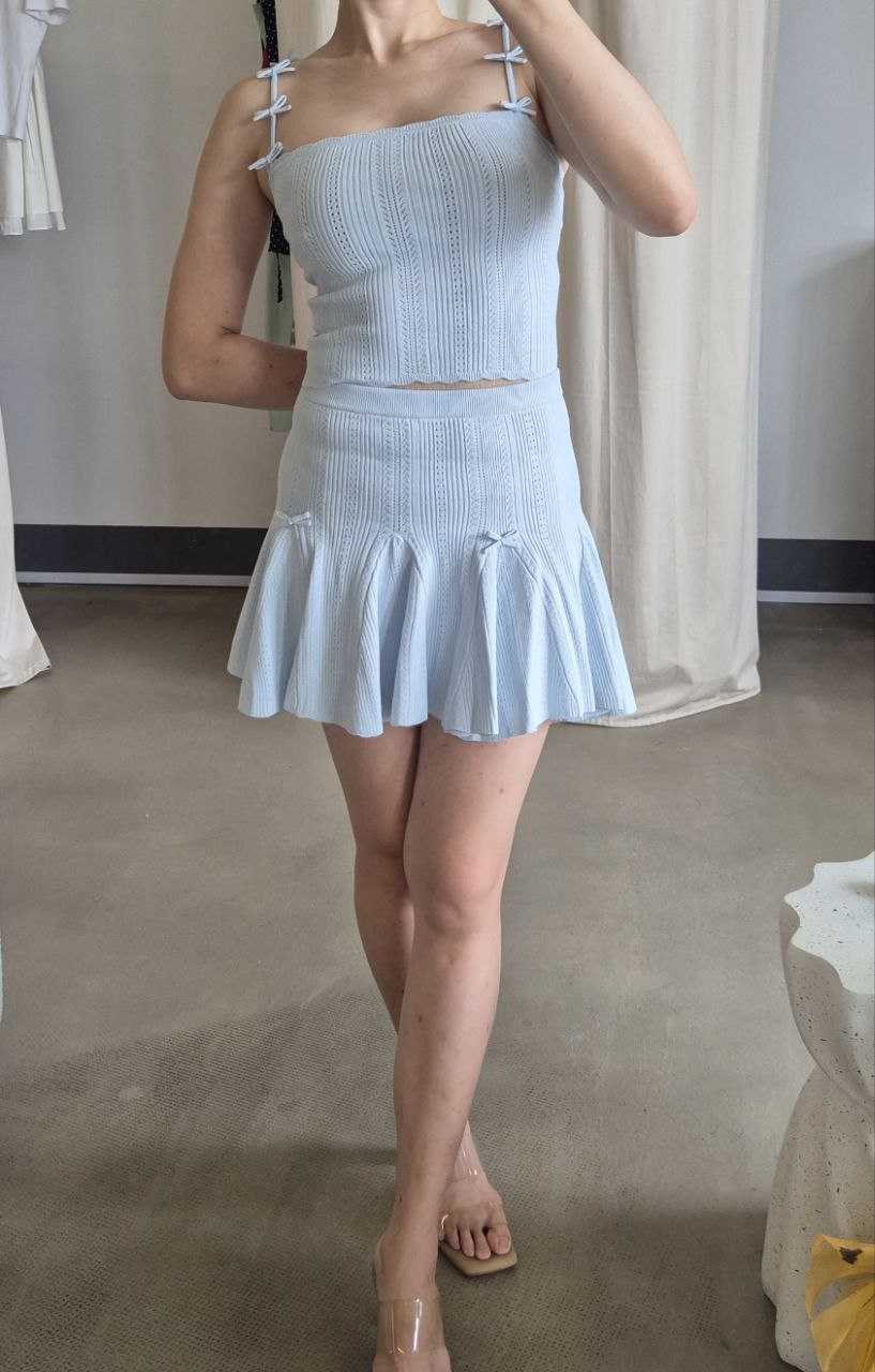 LSF Knit viscose blend set cardigan skirt camisole in 2 colors