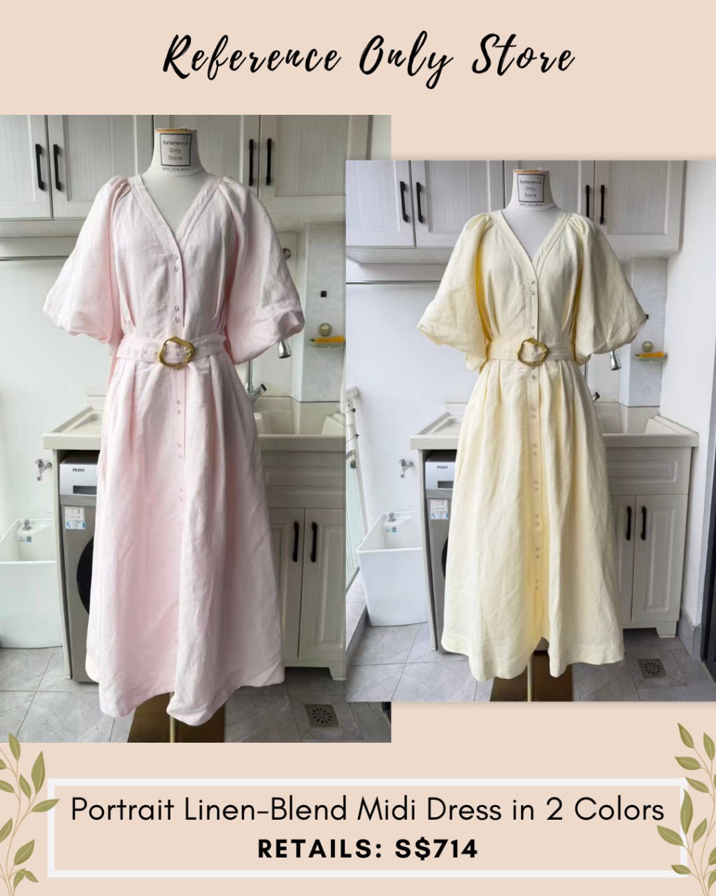AJ Portrait Linen blend midi dress in 2 colors