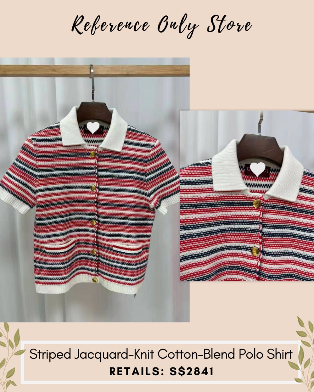 GC Striped Jacquard knit cotton blend polo shirt