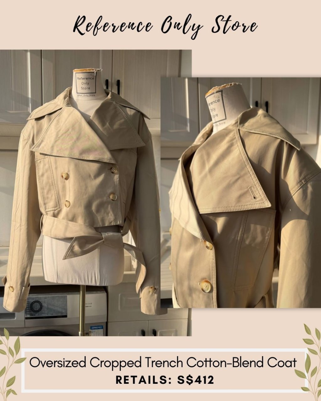 HS Oversized Cropped Trench Cotton Blend Coat