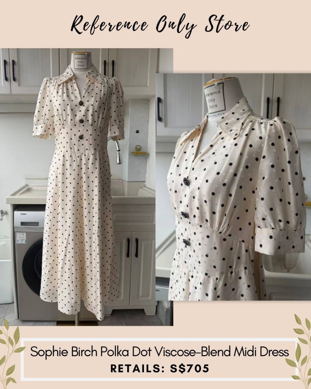 LKB Sophie Birch Polka Dot viscose blend midi dress