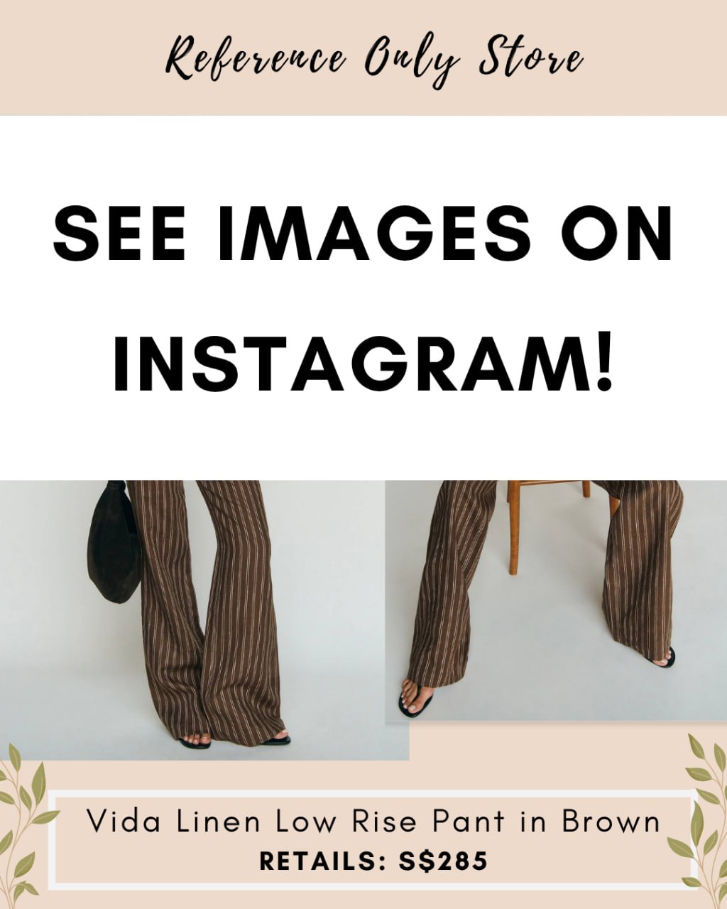 Ref Vida low rise pant in brown stripe