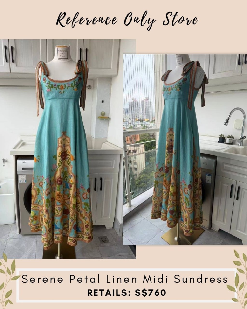 AM Serene petal linen midi sun dress