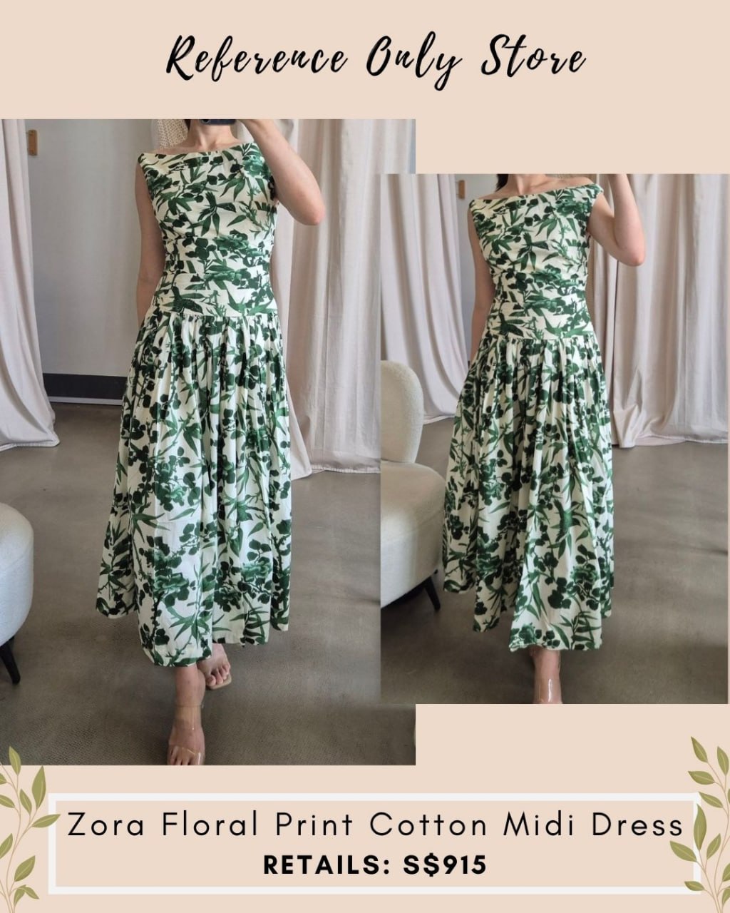 CC Zora floral botanical print cotton midi dress