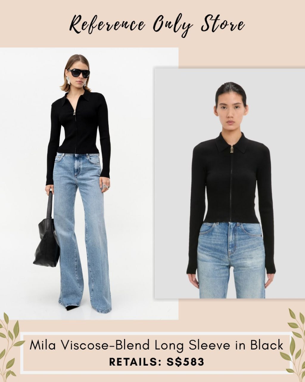VB Viscose Milo Viscose blend long sleeve in black