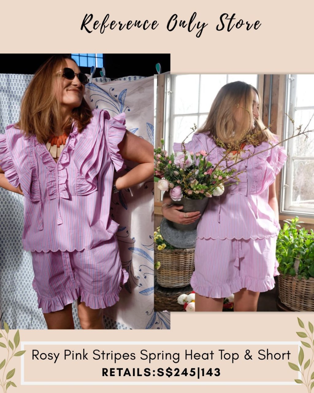 JS Rosy pink stripes spring heat top and shorts