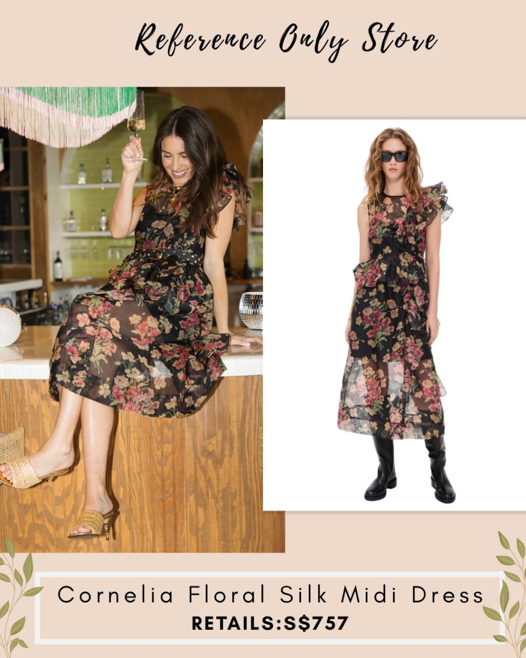 SE Cornelia floral silk midi dress