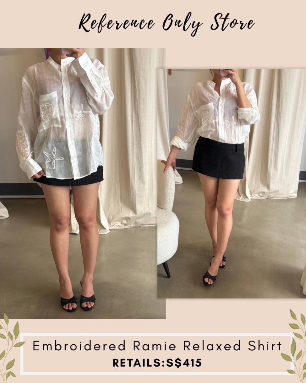 SE X EDI embroidered Ramie relaxed shirt