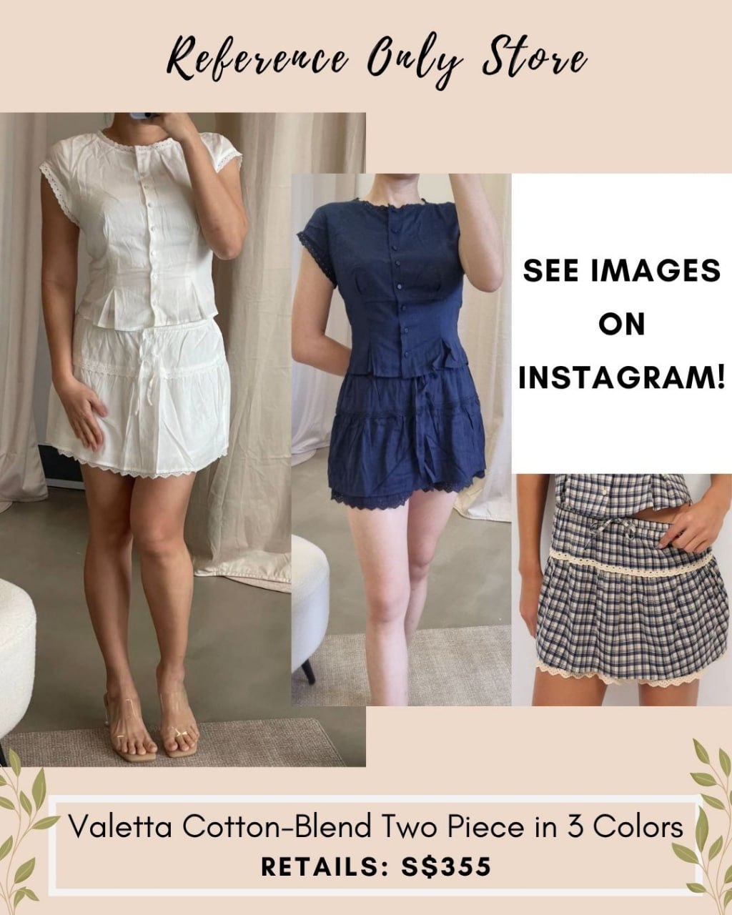 restocked! Ref Valetta Cotton Viscose Mini Skirt Top Two piece set