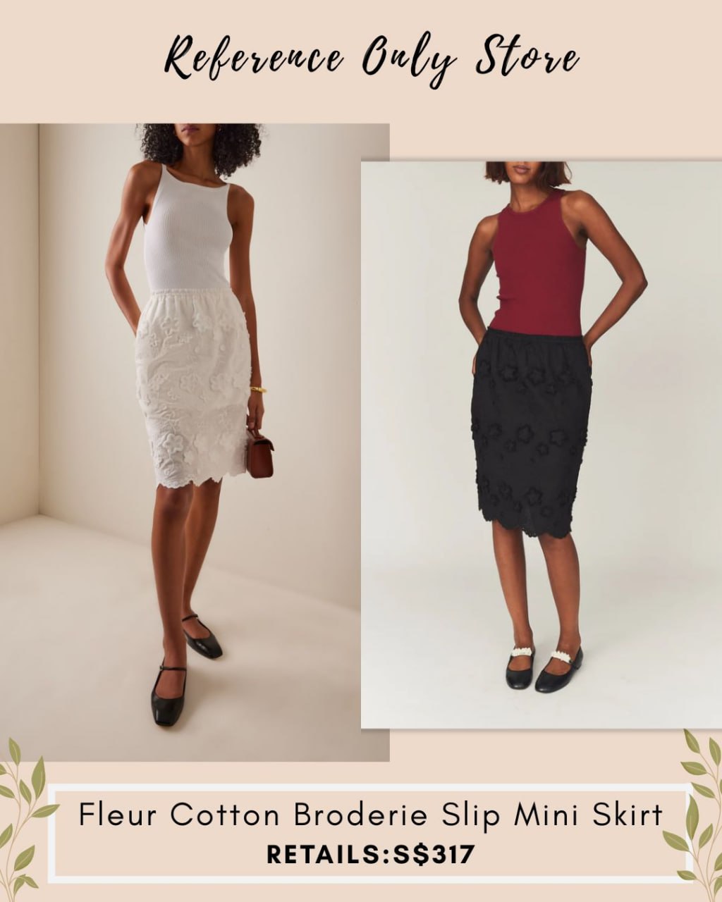 TG Fleur cotton fleur midi slip mini skirt