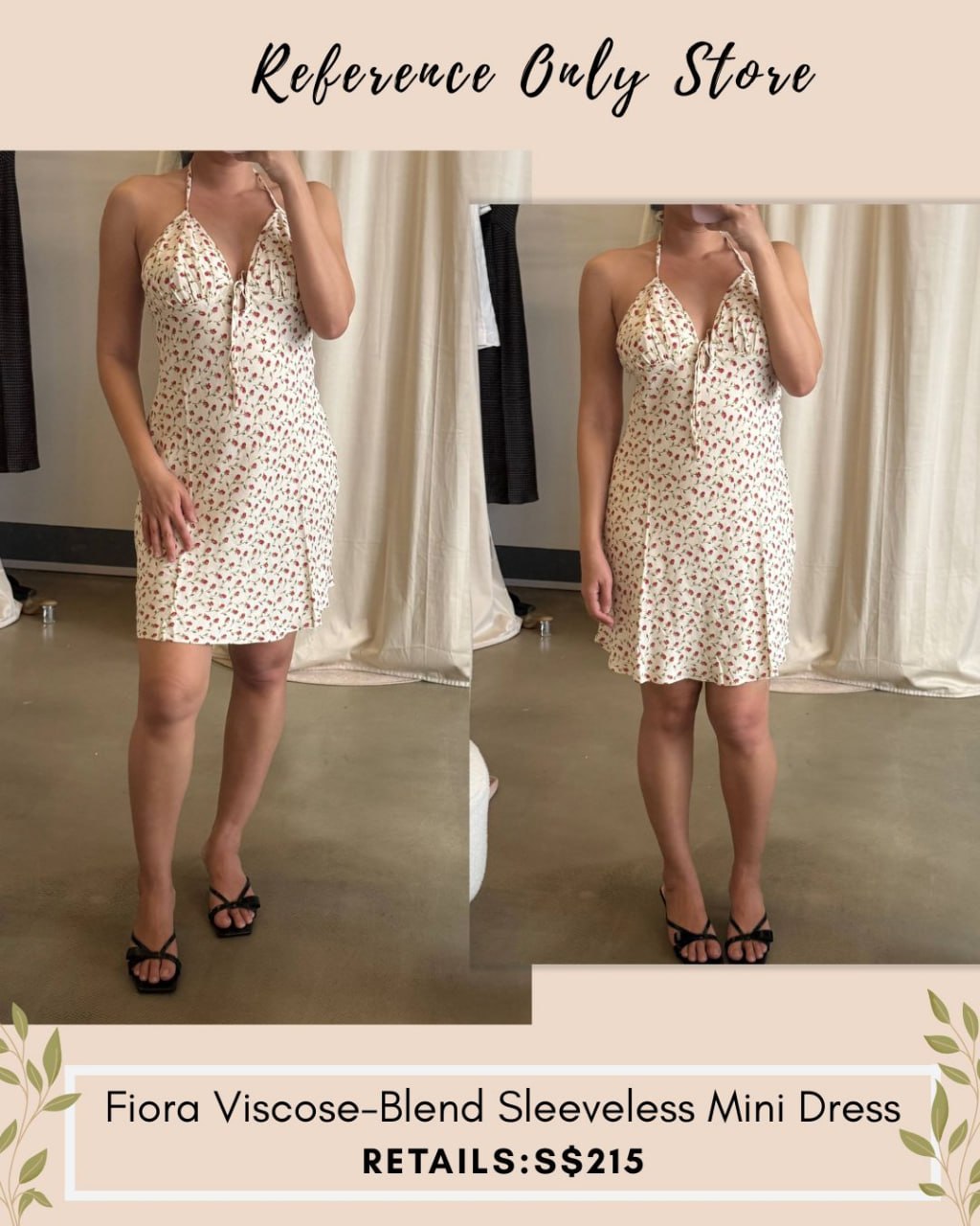 Ref Fiora floral halter viscose blend mini dress