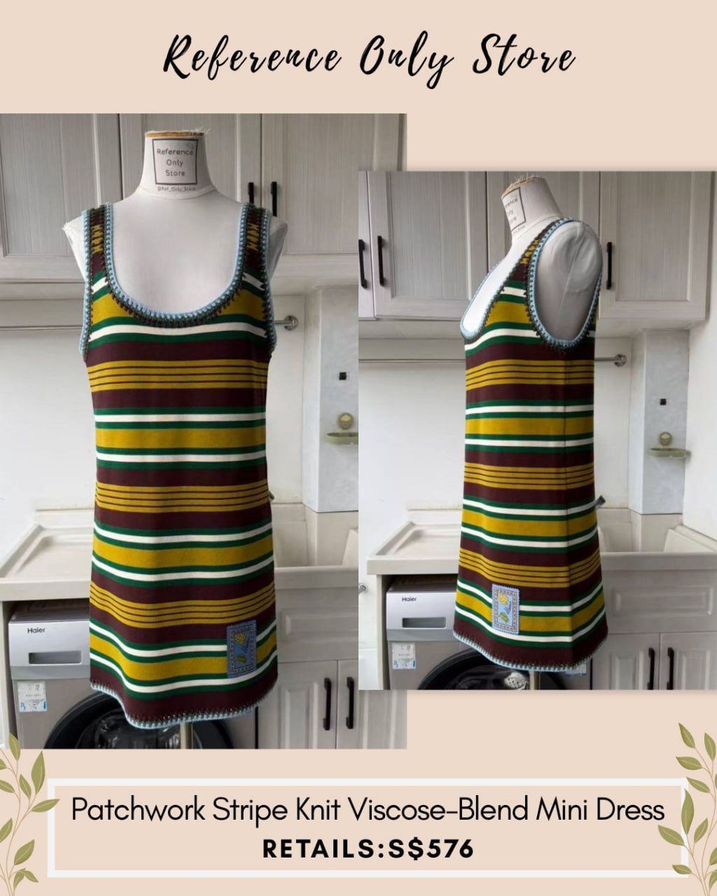 AM Patchwork Stripe knit vicose blend mini dress