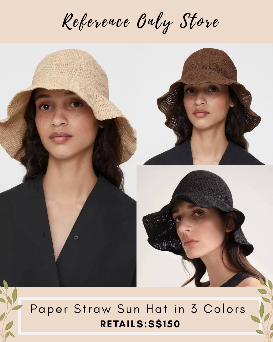 Tot Paper Straw hat in 3 colors