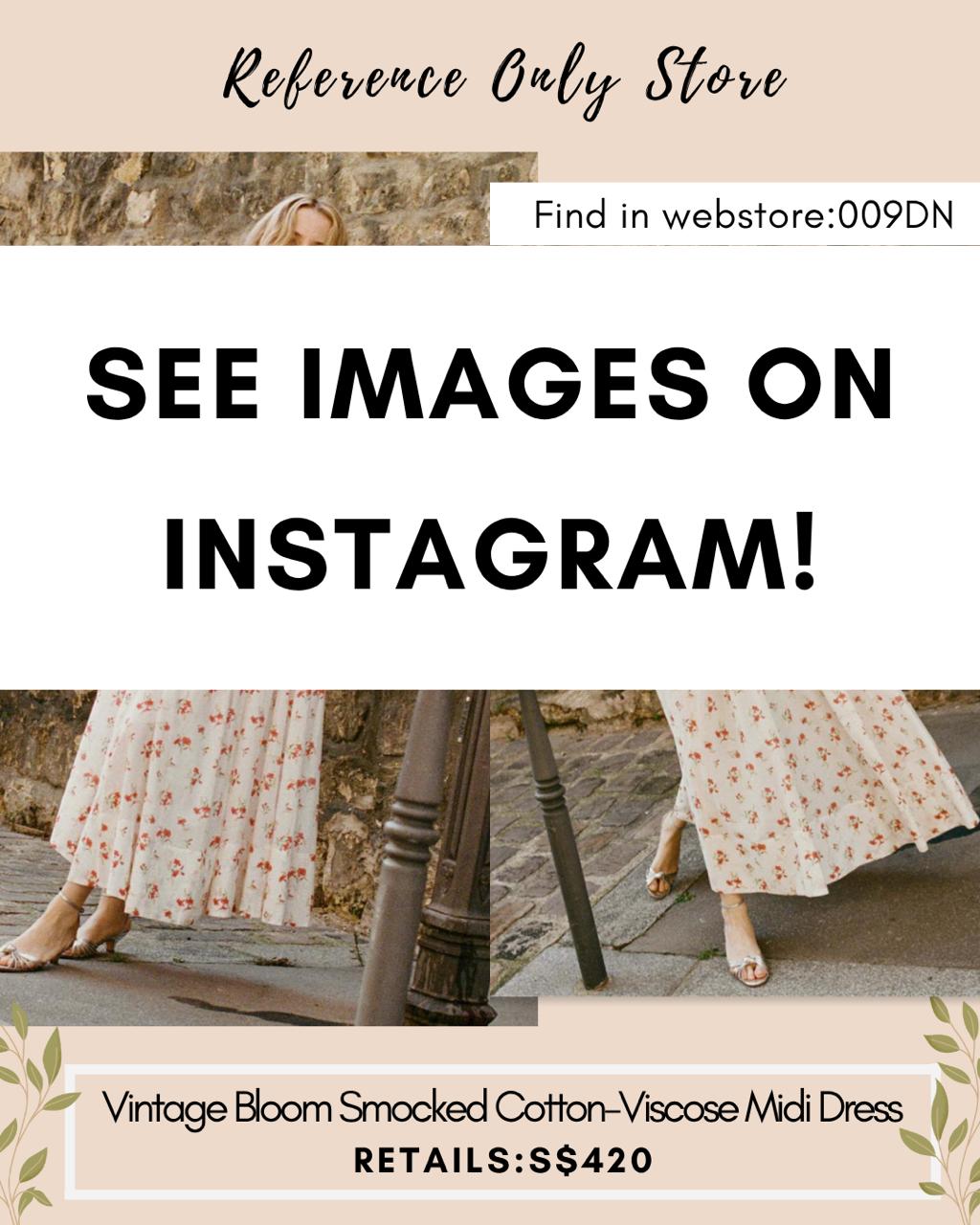 009DN Vintage bloom smocked cotton viscose midi dress