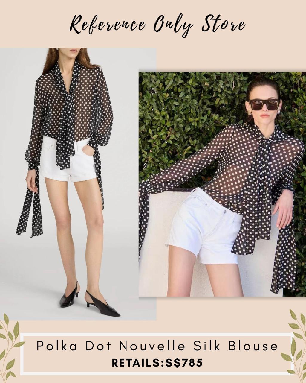 FR Polka dot nouvelle silk blouse