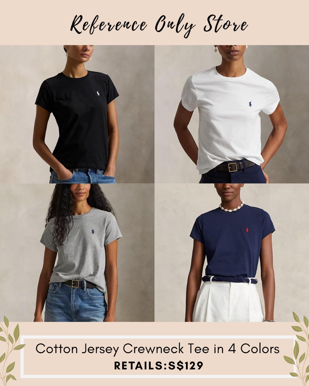 RL Cotton Jersey crewneck top in 4 colors