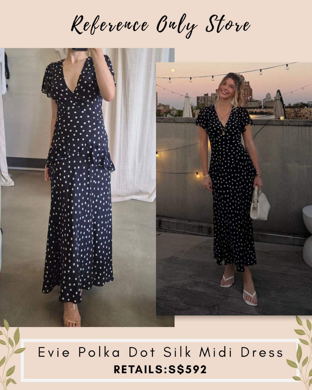 RX Evie silk black polka dot midi dress