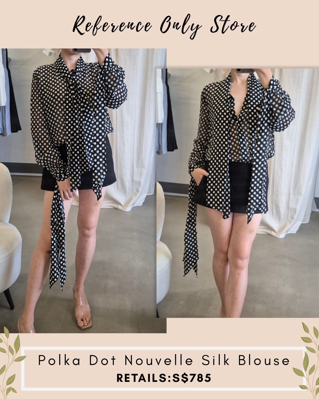 FR Polka dot nouvelle silk blouse
