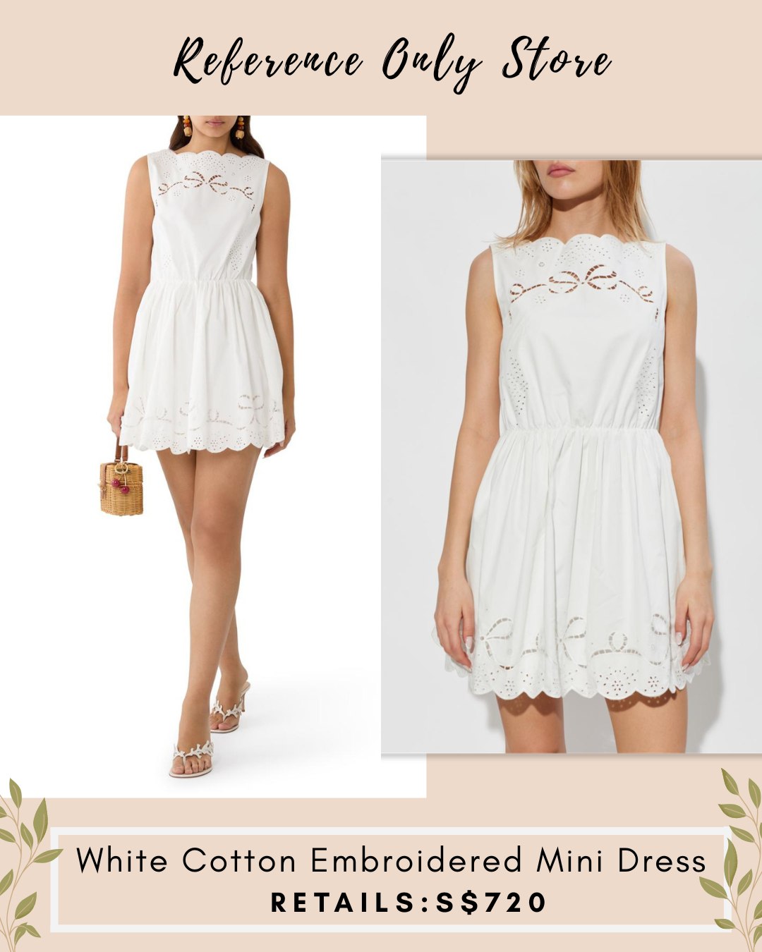 SP White cotton embroidered mini dress