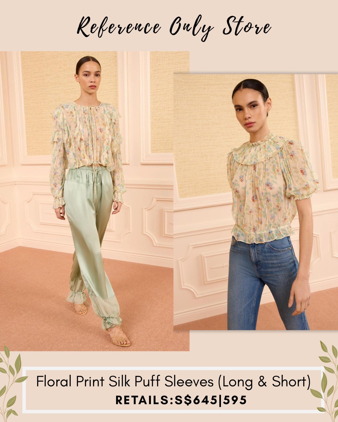 UJ Floral print silk puff sleeve (long & short)