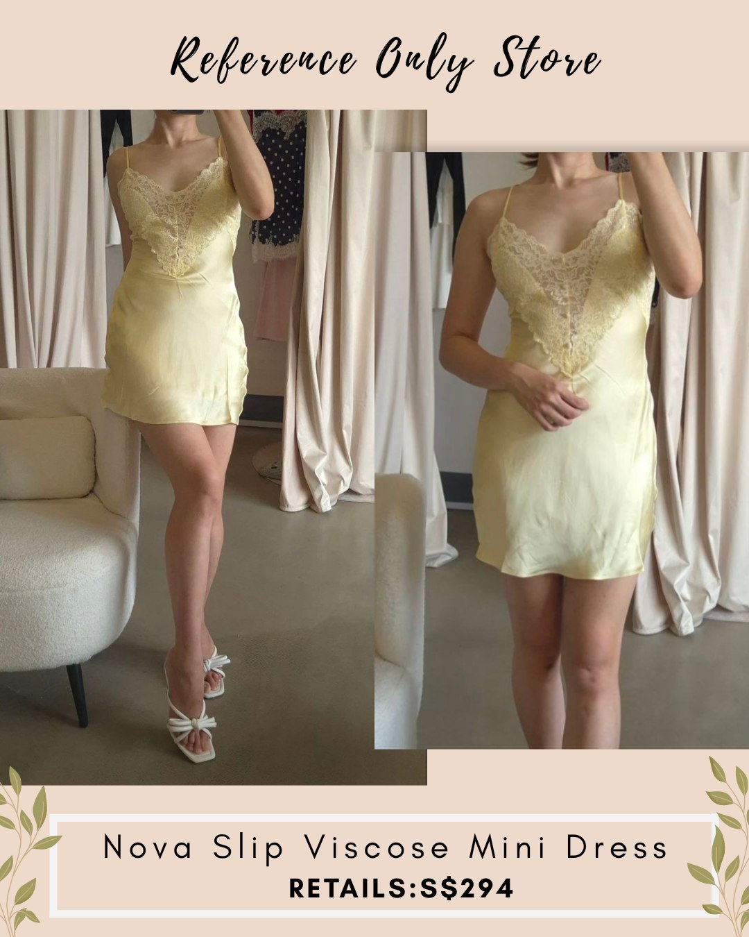 GZ Nova yellow slip lace viscose mini dress