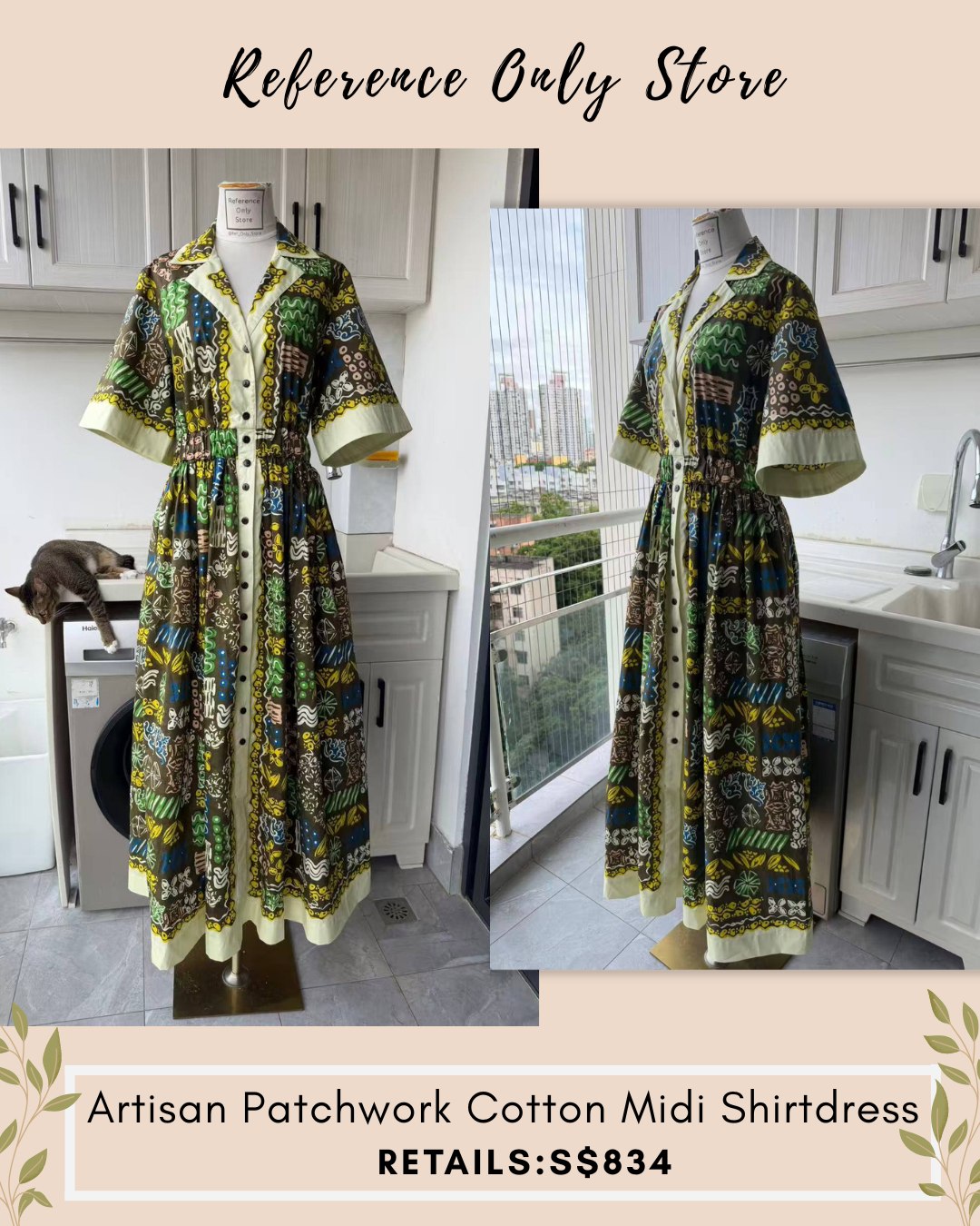 AM Artisan patchwork midi shirt dress