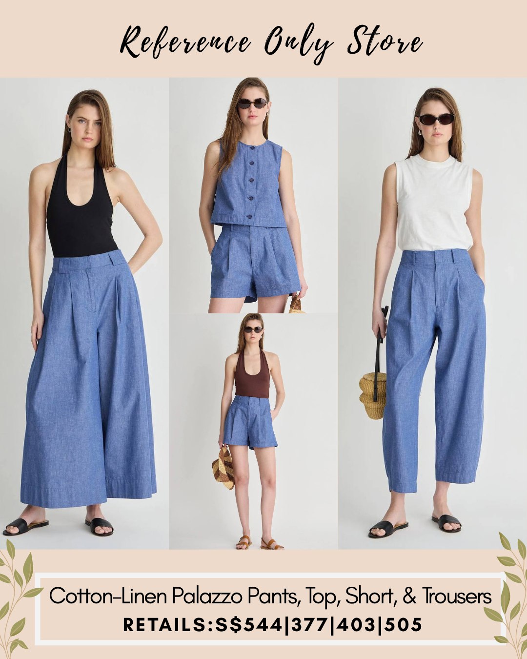 AA Godet tank top / Bari shorts / palazzo pants / trousers in cotton linen